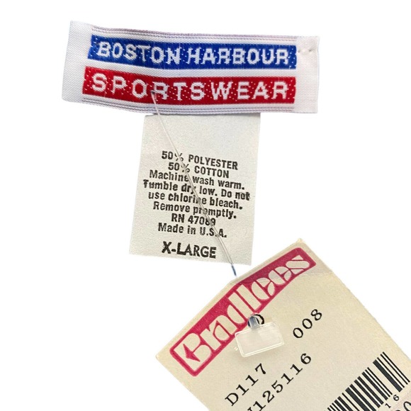 Vintage Boston Harbour Sportswear Polo Striped Blue & White Size XL NOS - Picture 5 of 9